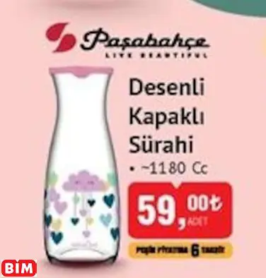PAŞABAHÇE DESENLİ KAPAKLI SÜRAHİ